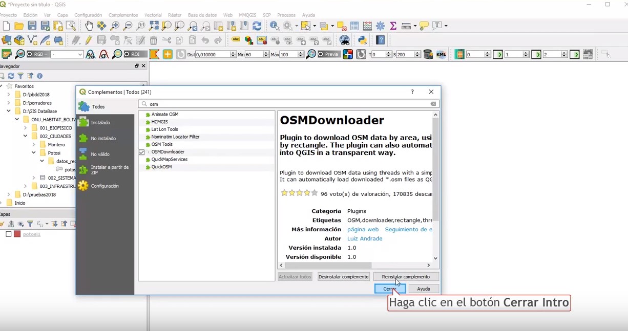 Descarga datos OSM en QGIS3
